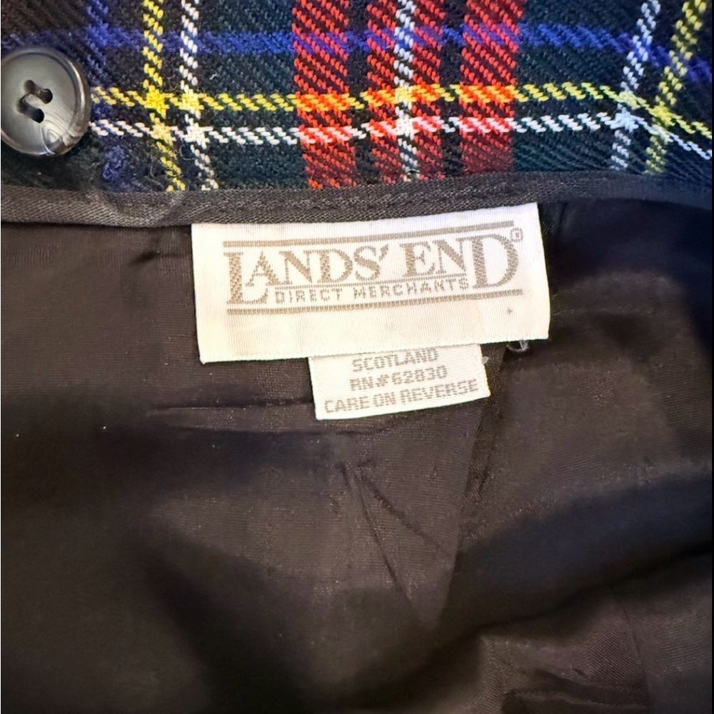 Vintage Lands’ End Plaid Wool Skirt Made in Scotland Pleated 12 - Picture 5 of 6